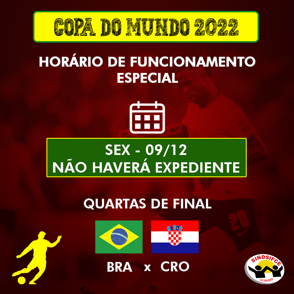 Copa do Mundo 2022 - horário especial no expediente do Siprocfc-MG (fase 1)   Organização Sindical - SIPROCFC-MG SINDICATO DOS PROPRIETÁRIOS DE CENTROS  DE FORMAÇÃO DE CONDUTORES DO ESTADO DE MINAS GERAIS