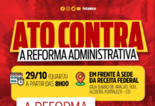 Ato contra a Reforma Administrativa acontece nesta quarta (29) em Fortaleza